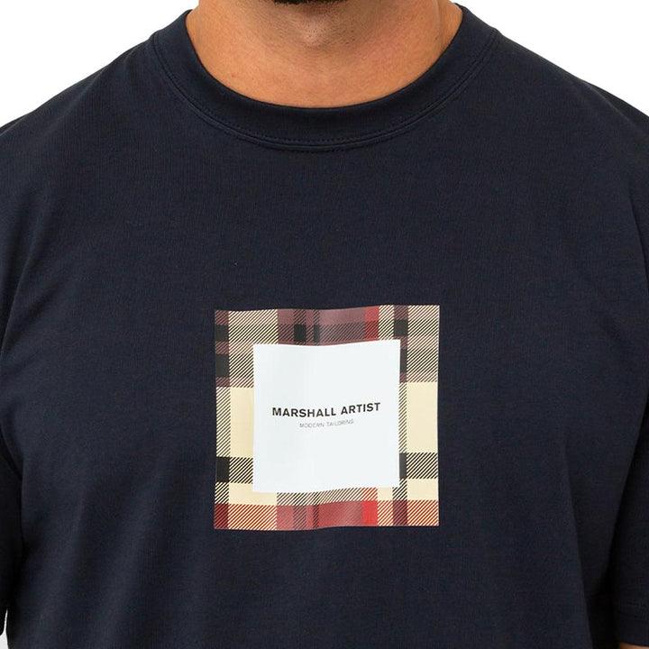 Marshall Artist Carter Check Box Logo T-Shirt Navy-SPIRALSEVEN DESIGNER MENSWEAR UK