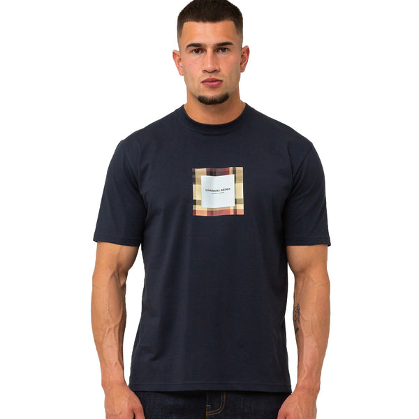 Marshall Artist Carter Check Box Logo T-Shirt Navy-SPIRALSEVEN DESIGNER MENSWEAR UK