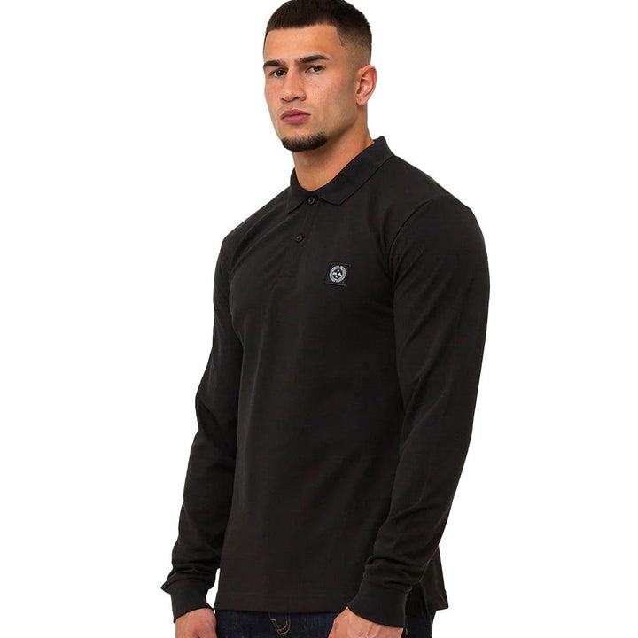 Marshall Artist Siren Long Sleeve Polo Shirt Black-SPIRALSEVEN DESIGNER MENSWEAR UK