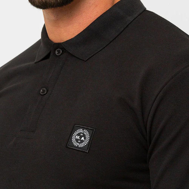 Marshall Artist Siren Long Sleeve Polo Shirt Black-SPIRALSEVEN DESIGNER MENSWEAR UK