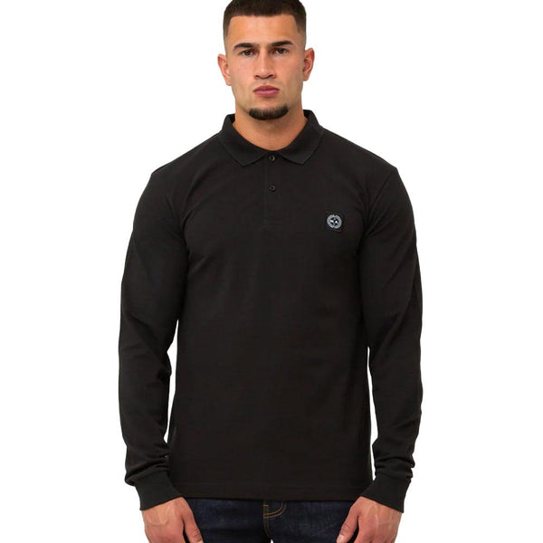 Marshall Artist Siren Long Sleeve Polo Shirt Black-SPIRALSEVEN DESIGNER MENSWEAR UK