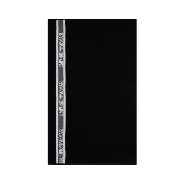 Emporio Armani Cotton Woven Beach Towel Black