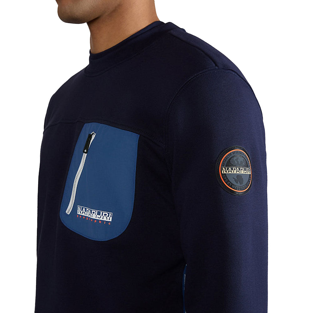 Napapijri B Huron C Sweatshirt Navy Blue-SPIRALSEVEN DESIGNER MENSWEAR UK