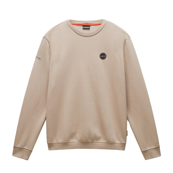 Napapijri Badge Sweatshirt Beige Rocky-SPIRALSEVEN DESIGNER MENSWEAR UK