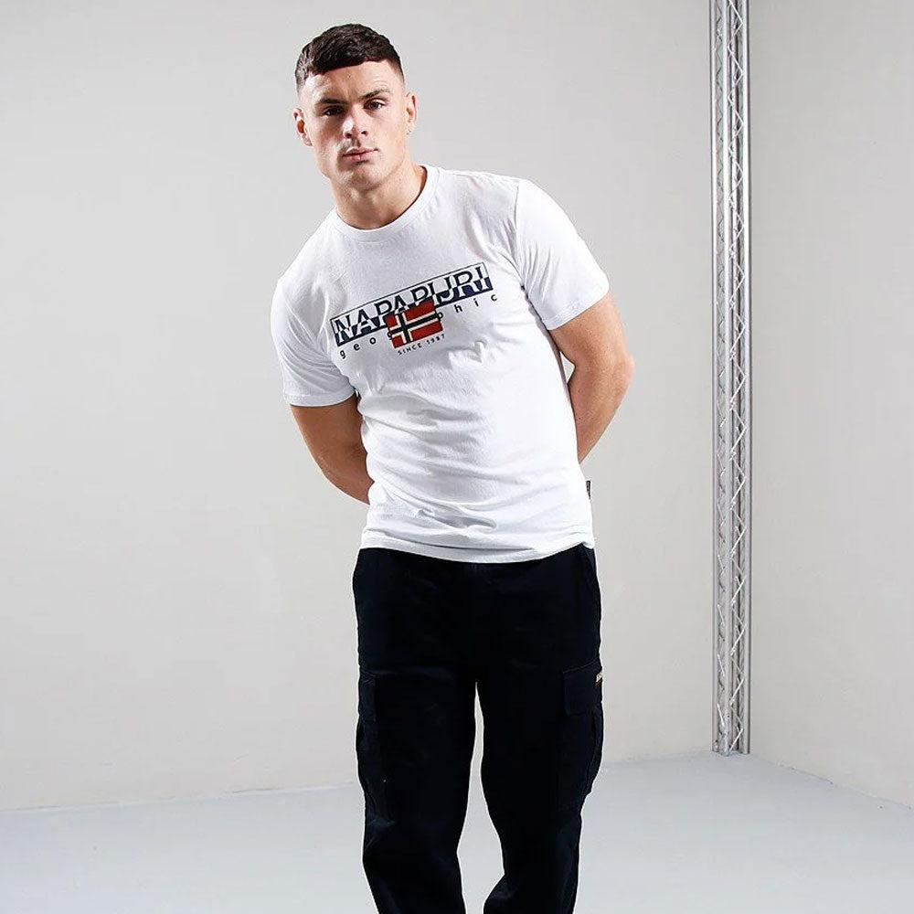 Napapijri S Aylmer T-Shirt Bright White-SPIRALSEVEN DESIGNER MENSWEAR UK