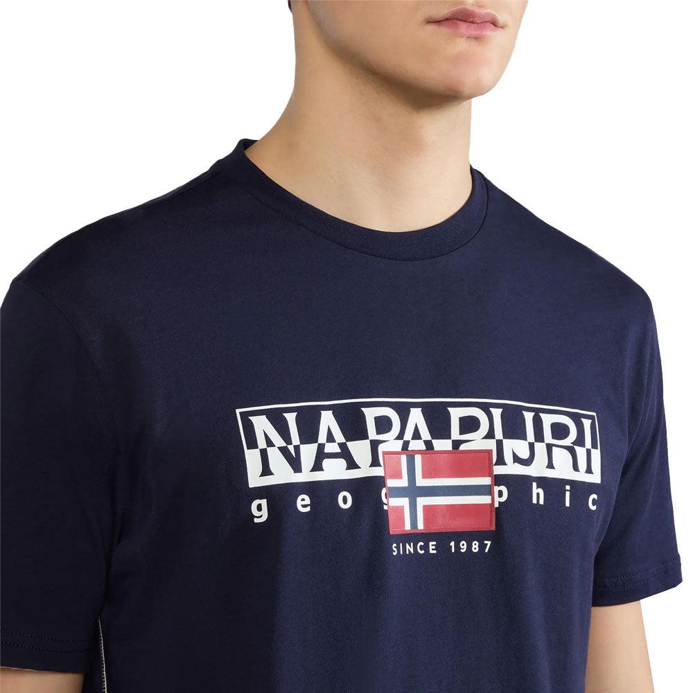 Napapijri S Aylmer T-Shirt Navy Blue-SPIRALSEVEN DESIGNER MENSWEAR UK