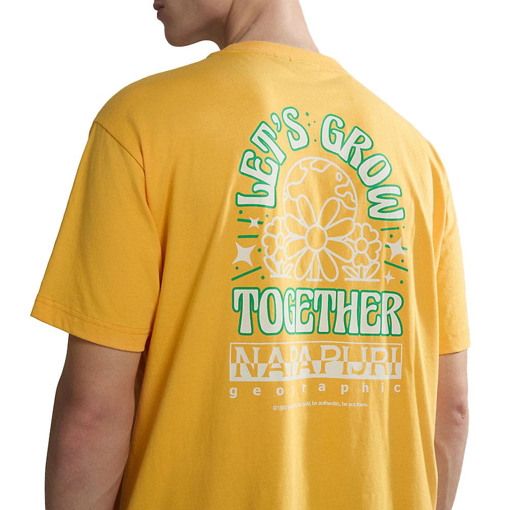 Napapijri S Boyd T-Shirt Yellow Kumquat-SPIRALSEVEN DESIGNER MENSWEAR UK