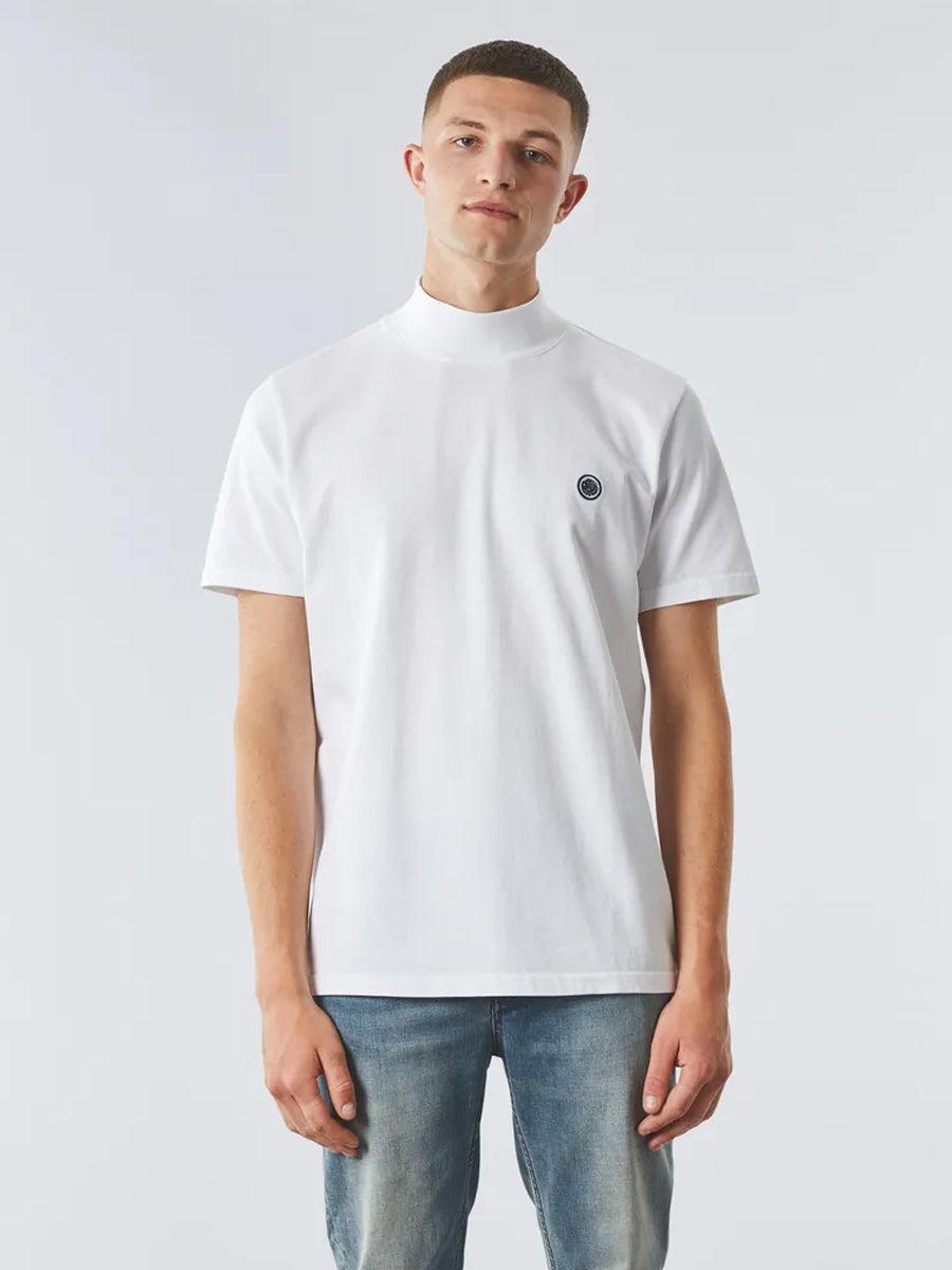 Pretty Green Mock Neck T-Shirt - White-SPIRALSEVEN DESIGNER MENSWEAR UK