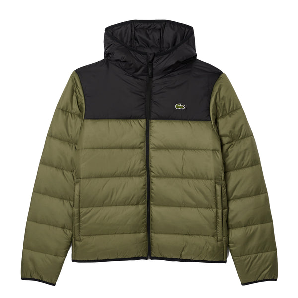 Lacoste Colour Block Quilted Puffer Jacket Khaki/Black