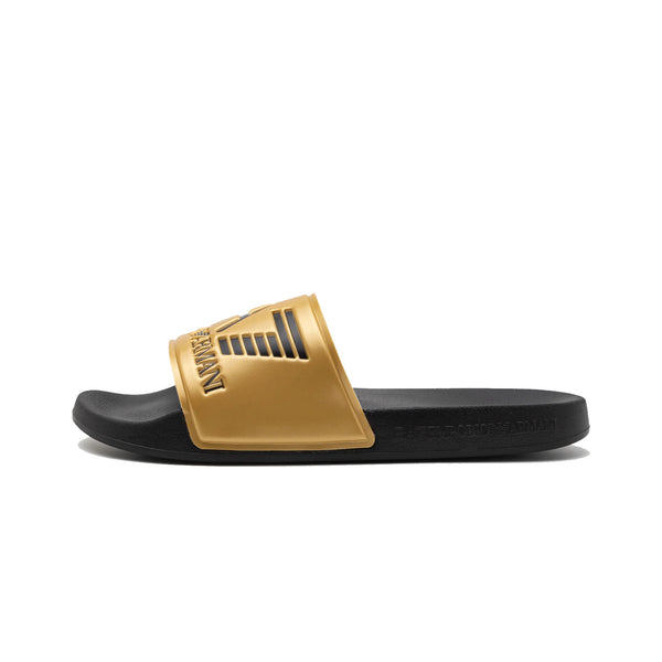 EA7 Emporio Armani Visibility Logo Slides Shiny Gold/Black