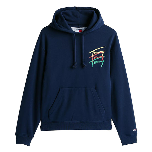 Tommy Jeans 3 Colour Signature Logo Hoodie Dark Night Navy