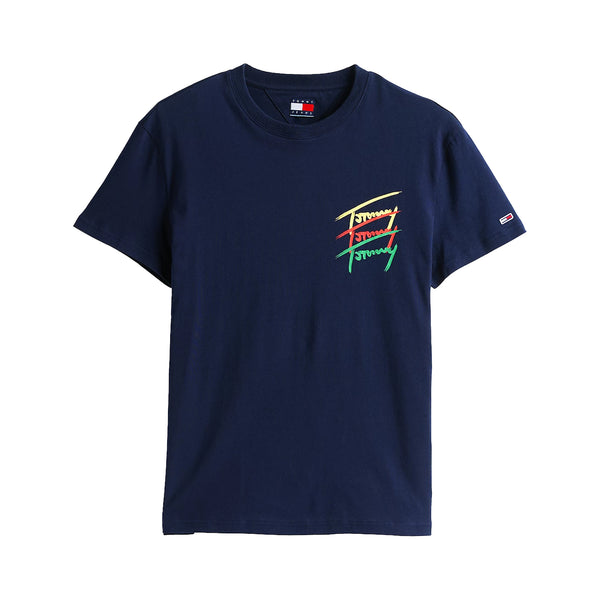 Tommy Jeans 3 Colour Twisted Logo T-Shirt Dark Night Navy