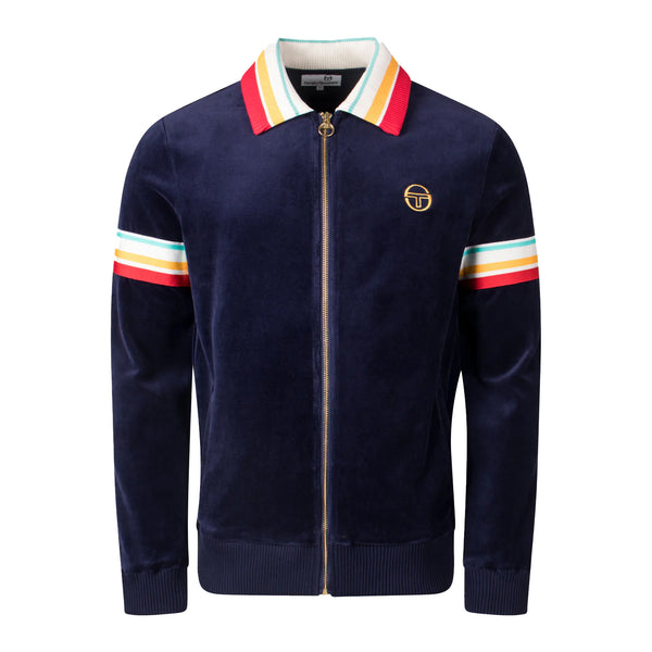 Sergio Tacchini Slice Velour Track Top Jacket Maritime Blue/Gold