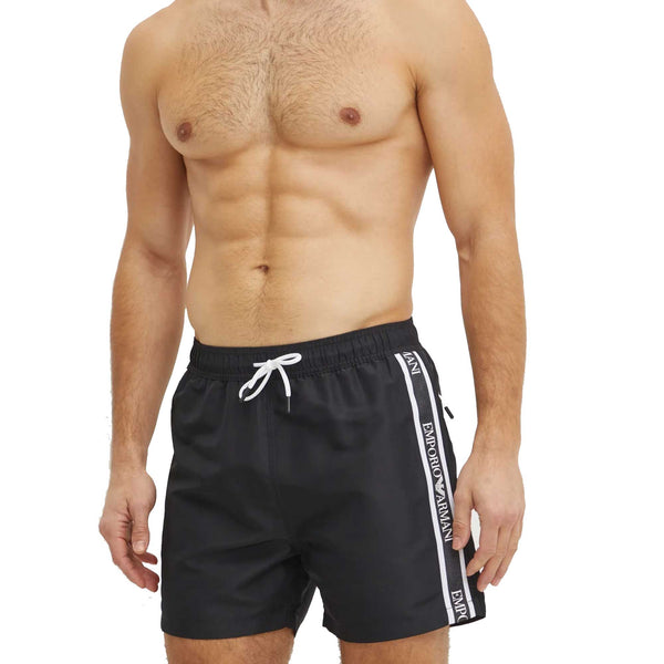 Emporio Armani Beach Woven Tape Logo Swim Shorts Black