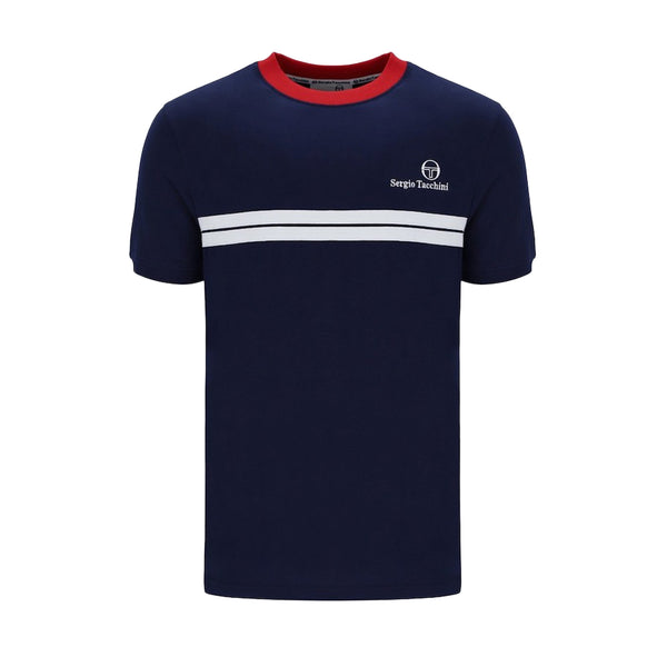 Sergio Tacchini New Supermac T-Shirt Maritime Blue/Adrenaline Rush/White