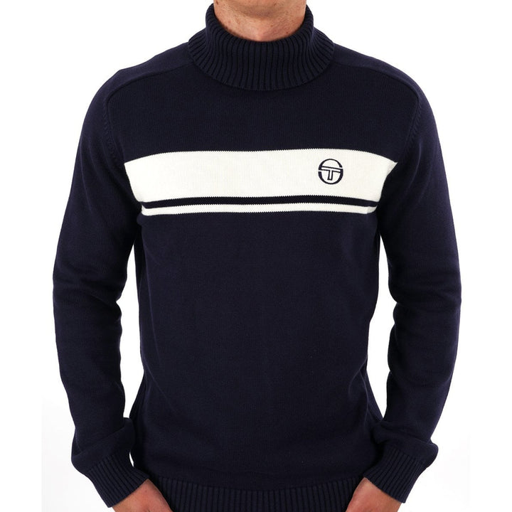 Sergio Tacchini Damarindo Roll Neck Jumper Maritime Blue/Gardenia-SPIRALSEVEN DESIGNER MENSWEAR UK