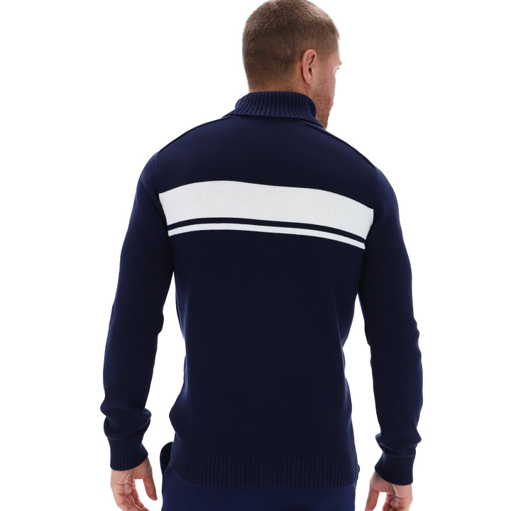 Sergio Tacchini Damarindo Roll Neck Jumper Maritime Blue/Gardenia-SPIRALSEVEN DESIGNER MENSWEAR UK