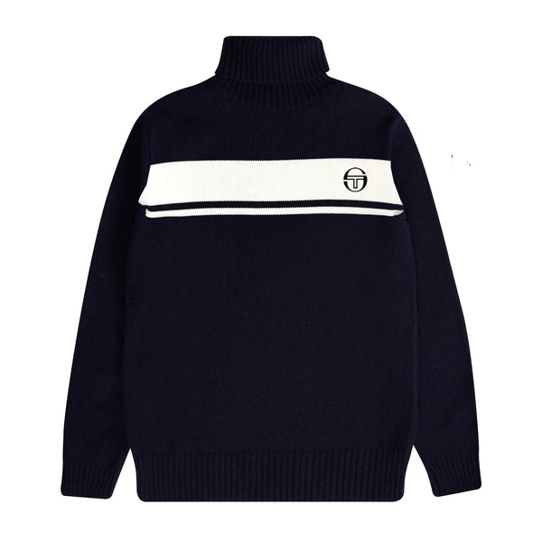 Sergio Tacchini Damarindo Roll Neck Jumper Maritime Blue/Gardenia-SPIRALSEVEN DESIGNER MENSWEAR UK