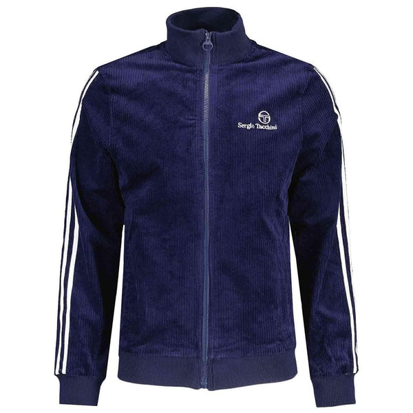 Sergio Tacchini Edgar Corduroy Track Top Jacket Maritime Blue-SPIRALSEVEN DESIGNER MENSWEAR UK