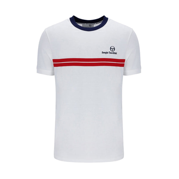 Sergio Tacchini New Supermac T-Shirt White/Maritime Blue/Adrenaline Rush-SPIRALSEVEN DESIGNER MENSWEAR UK