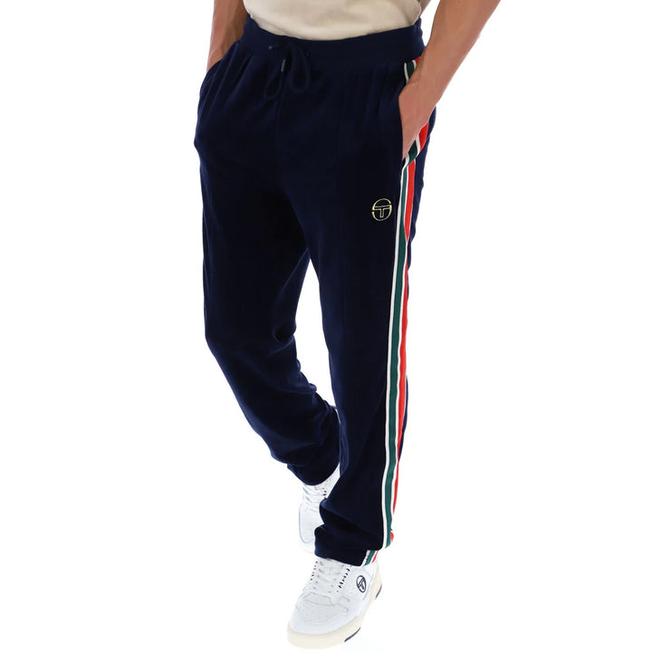 Sergio Tacchini Spencer Velour Track Pants Jogger Maritime Blue-SPIRALSEVEN DESIGNER MENSWEAR UK