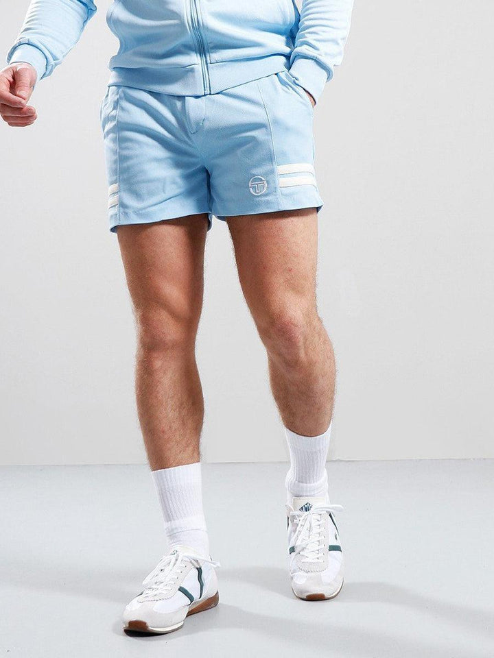 Sergio Tacchini Supermac Tennis Shorts - Clear Sky/Pearled Ivory-SPIRALSEVEN DESIGNER MENSWEAR UK