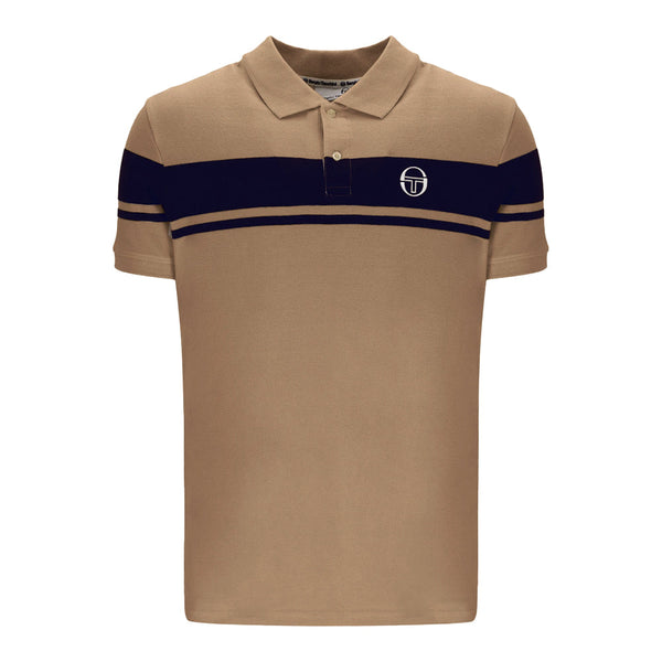 Sergio Tacchini Young Line Polo Shirt - Humus/Maritime Blue-SPIRALSEVEN DESIGNER MENSWEAR UK