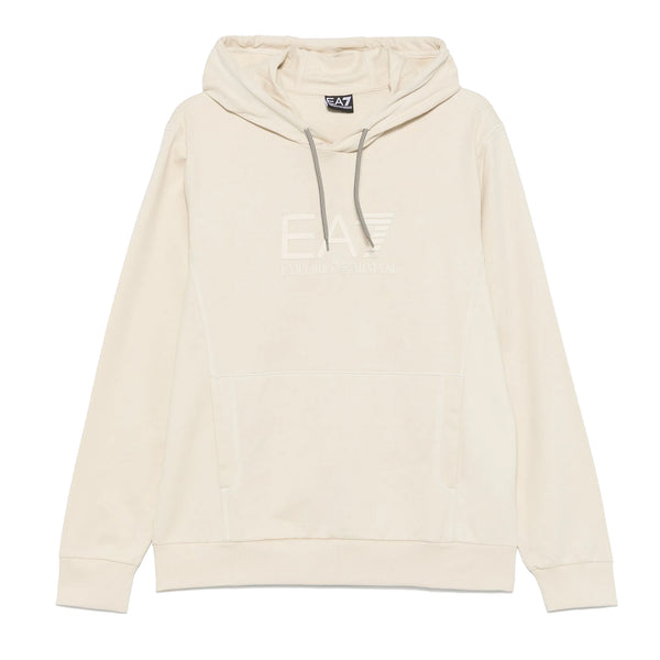 EA7 Emporio Armani Visibility Tonal Logo Hooded Sweatshirt Almond Milk