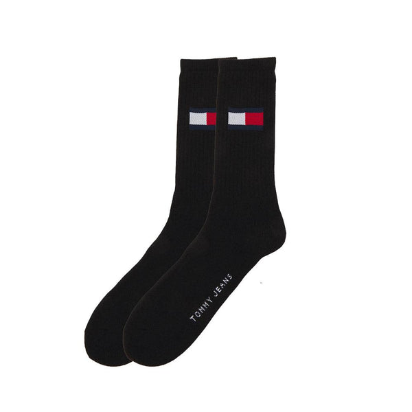 Tommy Hilfiger 2 Pack Flag Logo Socks Black-SPIRALSEVEN DESIGNER MENSWEAR UK