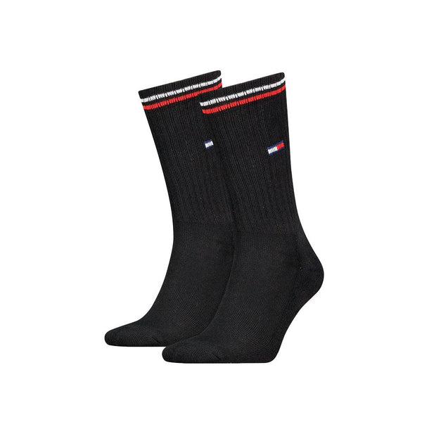 Tommy Hilfiger 2 Pack Flag Small Logo Socks Black-SPIRALSEVEN DESIGNER MENSWEAR UK