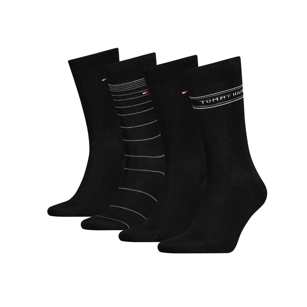 Tommy Hilfiger Four Pack Socks Gift Tin Set Black-SPIRALSEVEN DESIGNER MENSWEAR UK