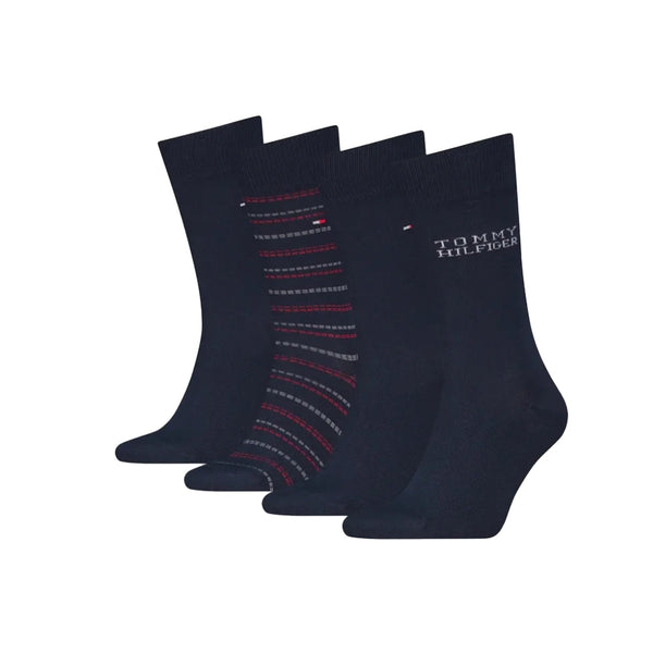 Tommy Hilfiger Four Pack Socks Gift Tin Set Navy-SPIRALSEVEN DESIGNER MENSWEAR UK