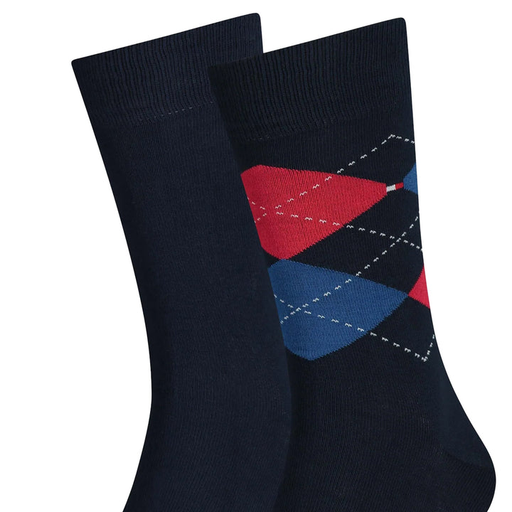 Tommy Hilfiger Two Pack Knitted Argyle Socks Navy Tommy Original-UK 9-11-SPIRALSEVEN DESIGNER MENSWEAR UK