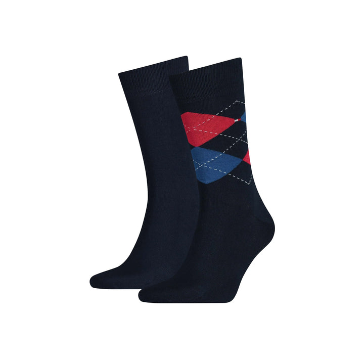 Tommy Hilfiger Two Pack Knitted Argyle Socks Navy Tommy Original-UK 9-11-SPIRALSEVEN DESIGNER MENSWEAR UK