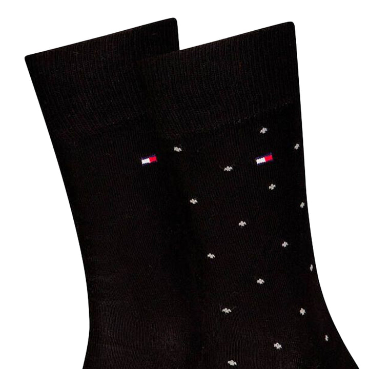 Tommy Hilfiger Two Pack Knitted Dot Socks Black-UK 9-11-SPIRALSEVEN DESIGNER MENSWEAR UK