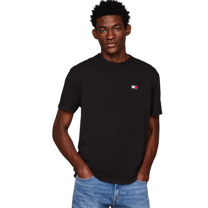 Tommy Jeans Badge Crew T-Shirt Black-SPIRALSEVEN DESIGNER MENSWEAR UK