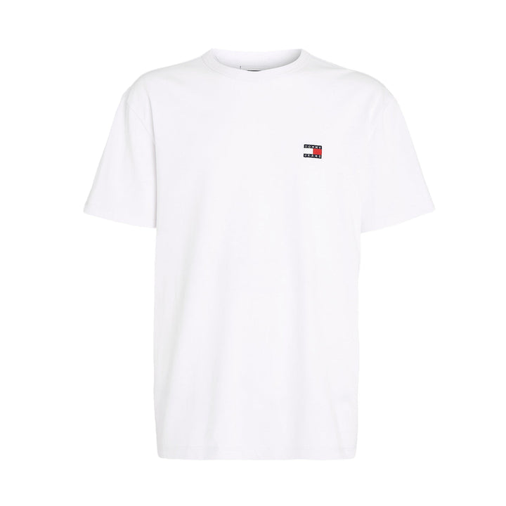 Tommy Jeans Badge Crew T-Shirt White-SPIRALSEVEN DESIGNER MENSWEAR UK