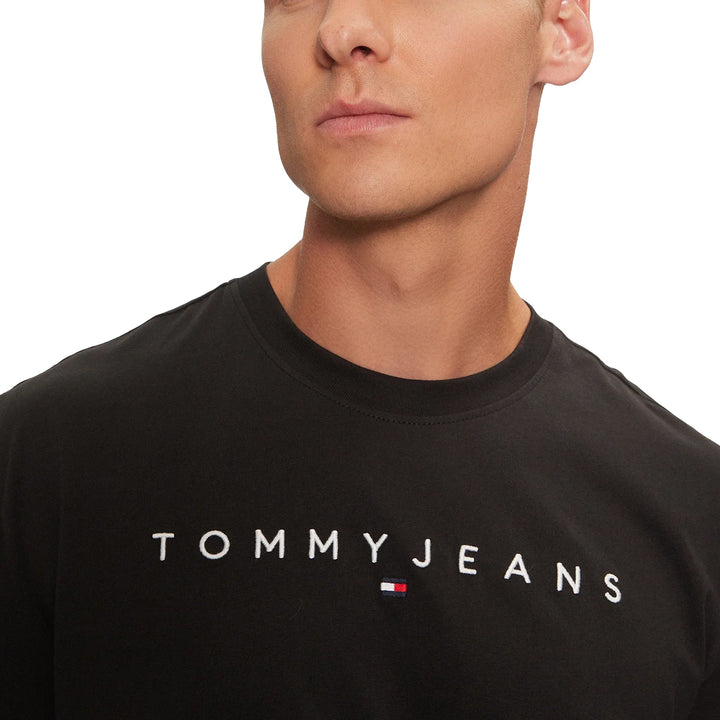 Tommy Jeans Linear Logo T-Shirt Black-SPIRALSEVEN DESIGNER MENSWEAR UK