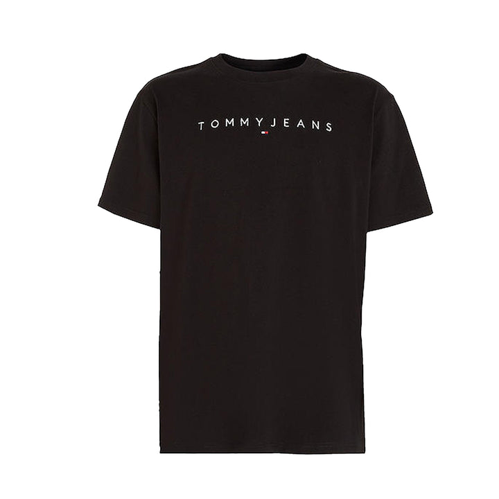 Tommy Jeans Linear Logo T-Shirt Black-SPIRALSEVEN DESIGNER MENSWEAR UK