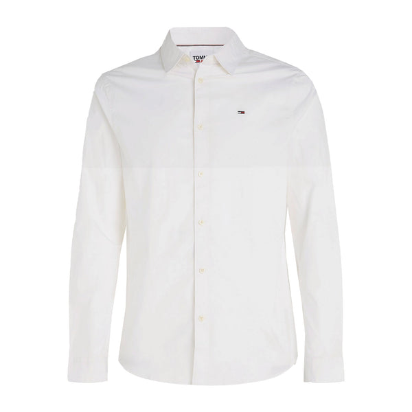 Tommy Jeans Original Stretch Slim Shirt White-SPIRALSEVEN DESIGNER MENSWEAR UK