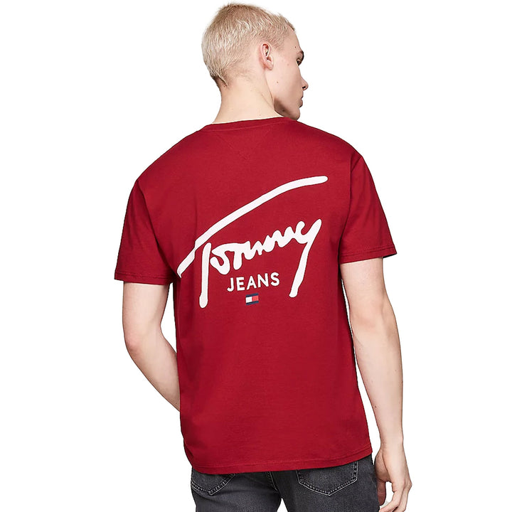 Tommy Jeans Signature Logo Crew T-Shirt Regatta Red-SPIRALSEVEN DESIGNER MENSWEAR UK