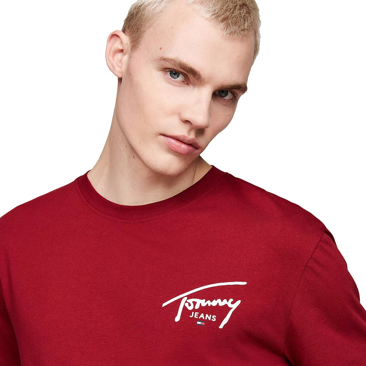 Tommy Jeans Signature Logo Crew T-Shirt Regatta Red-SPIRALSEVEN DESIGNER MENSWEAR UK