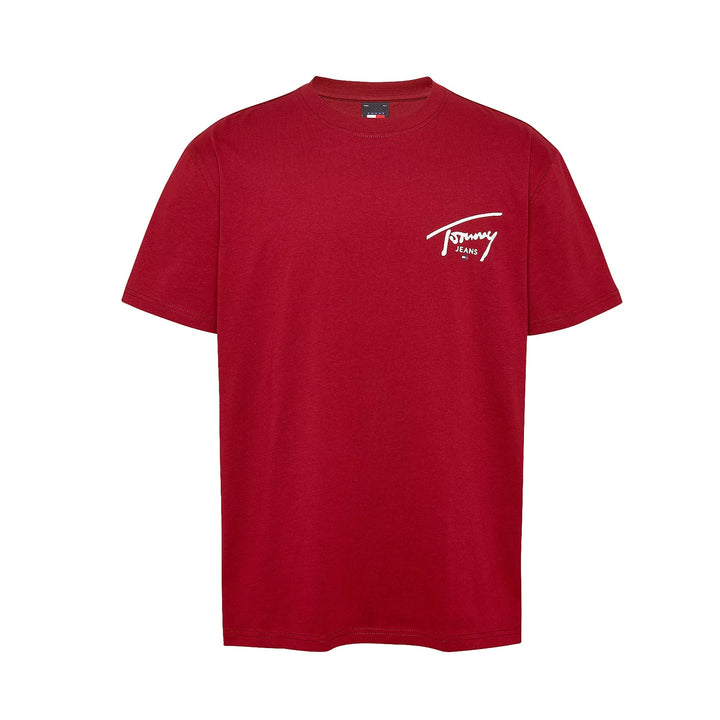 Tommy Jeans Signature Logo Crew T-Shirt Regatta Red-SPIRALSEVEN DESIGNER MENSWEAR UK