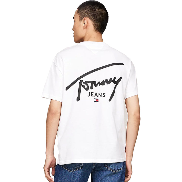 Tommy Jeans Signature Logo Crew T-Shirt White-SPIRALSEVEN DESIGNER MENSWEAR UK