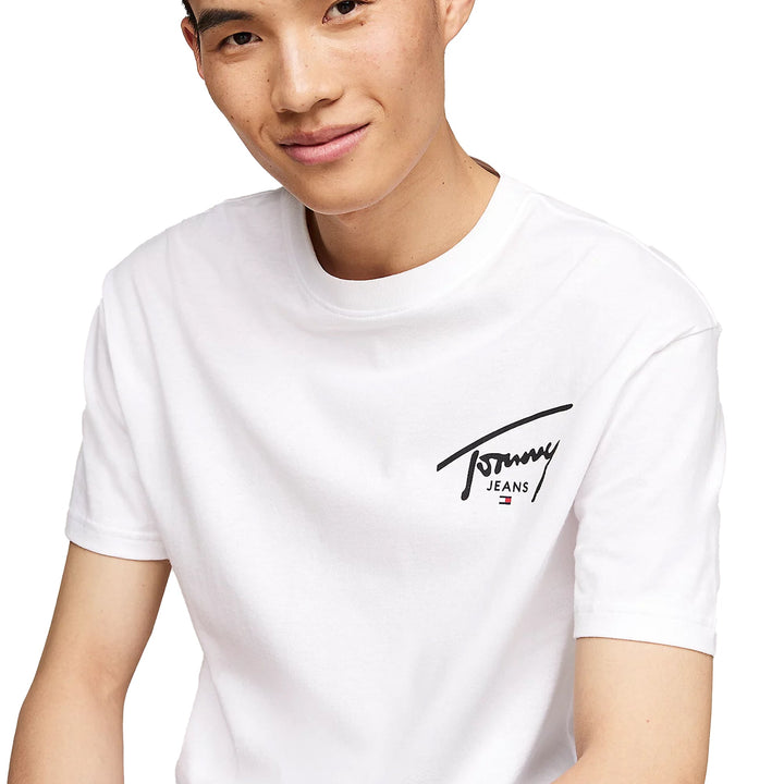 Tommy Jeans Signature Logo Crew T-Shirt White-SPIRALSEVEN DESIGNER MENSWEAR UK