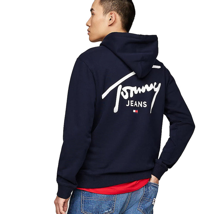 Tommy Jeans Signature Logo Graphic Hoodie Dark Night Navy-SPIRALSEVEN DESIGNER MENSWEAR UK