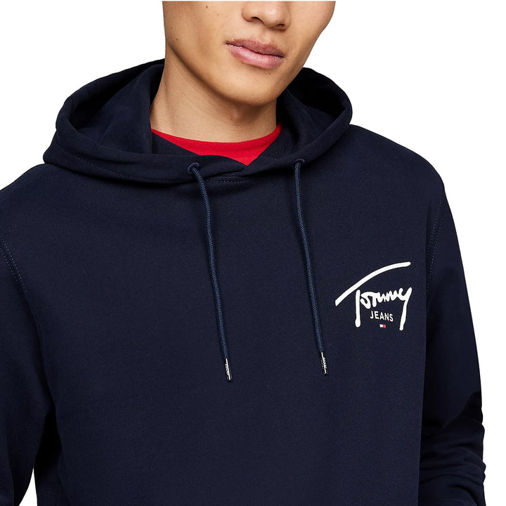 Tommy Jeans Signature Logo Graphic Hoodie Dark Night Navy-SPIRALSEVEN DESIGNER MENSWEAR UK