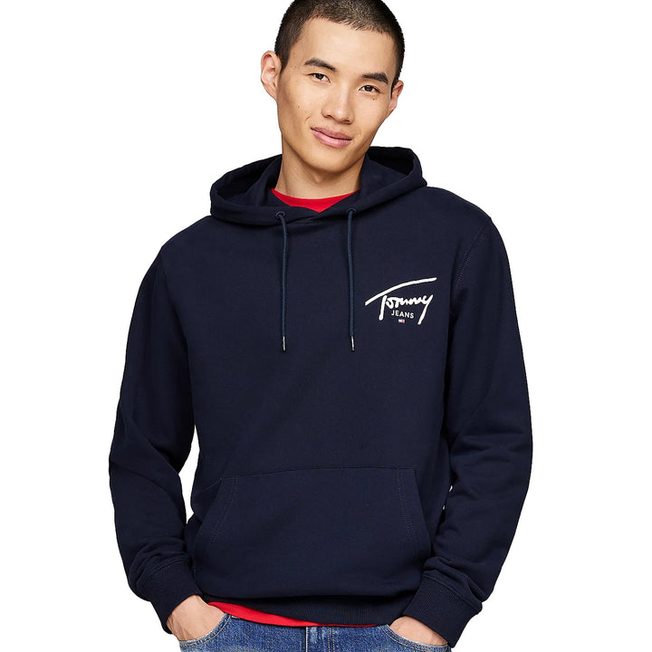 Tommy Jeans Signature Logo Graphic Hoodie Dark Night Navy-SPIRALSEVEN DESIGNER MENSWEAR UK