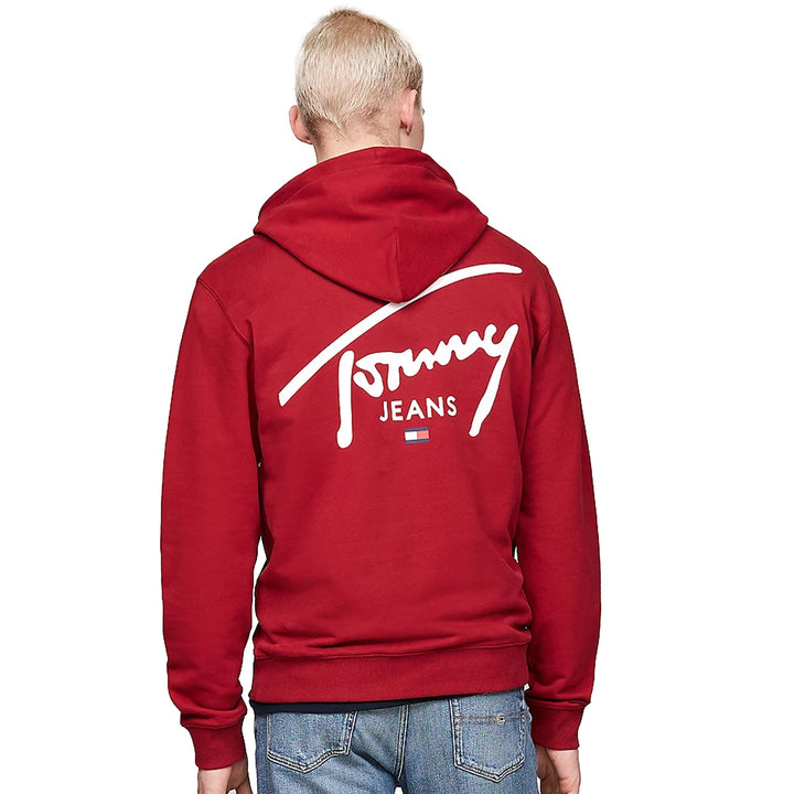 Tommy Jeans Signature Logo Graphic Hoodie Regatta Red-SPIRALSEVEN DESIGNER MENSWEAR UK