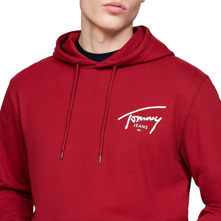 Tommy Jeans Signature Logo Graphic Hoodie Regatta Red-SPIRALSEVEN DESIGNER MENSWEAR UK